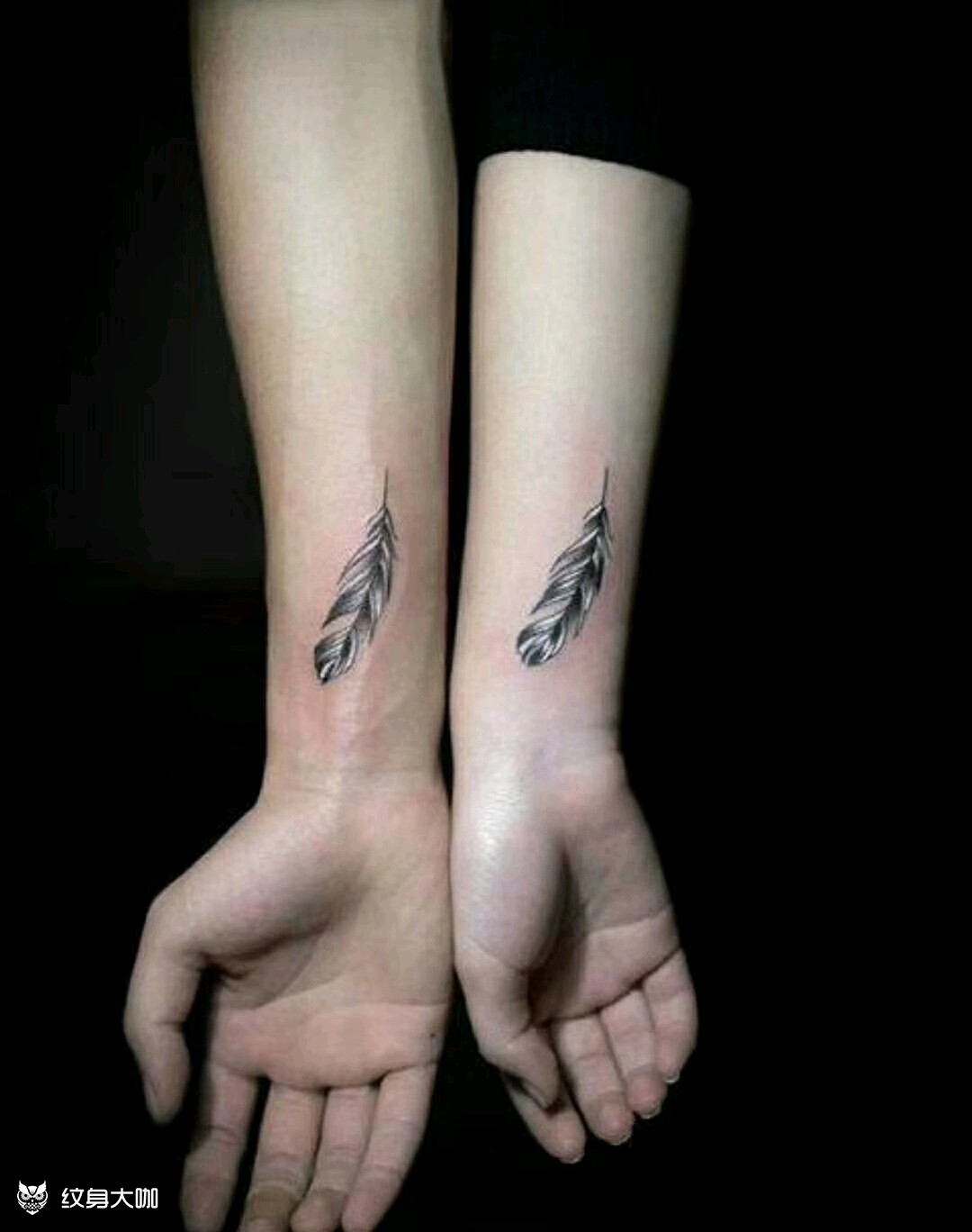 情侣羽毛_纹身图案手稿图片_xc.刺的纹身作品集