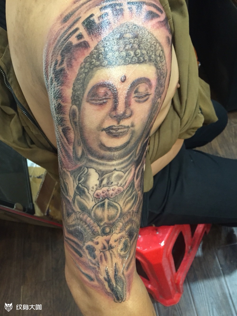 释迦摩尼.遮盖烫伤_纹身图案手稿图片_鱼刺的纹身作品集