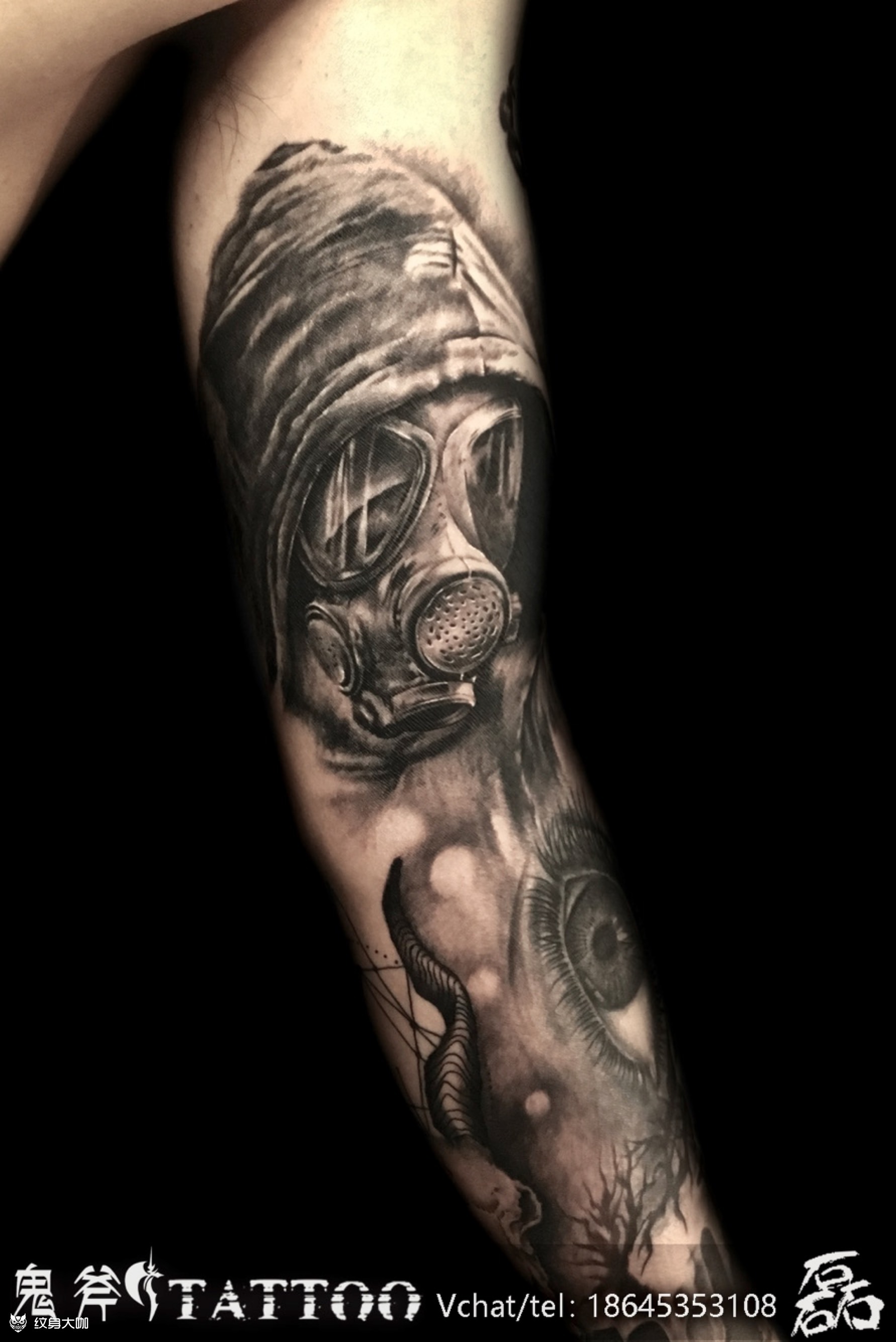 防毒面具_纹身图案手稿图片_鬼斧-磊的纹身作品集