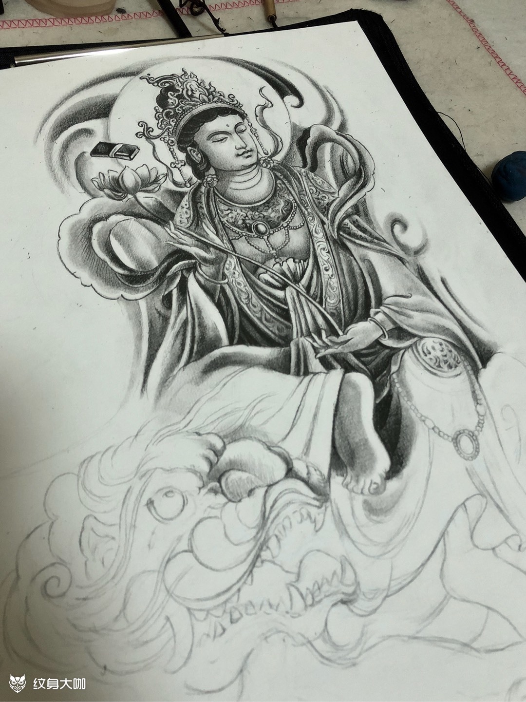 文殊菩萨(未画完)_纹身图案手稿图片_ddi的纹身作品集