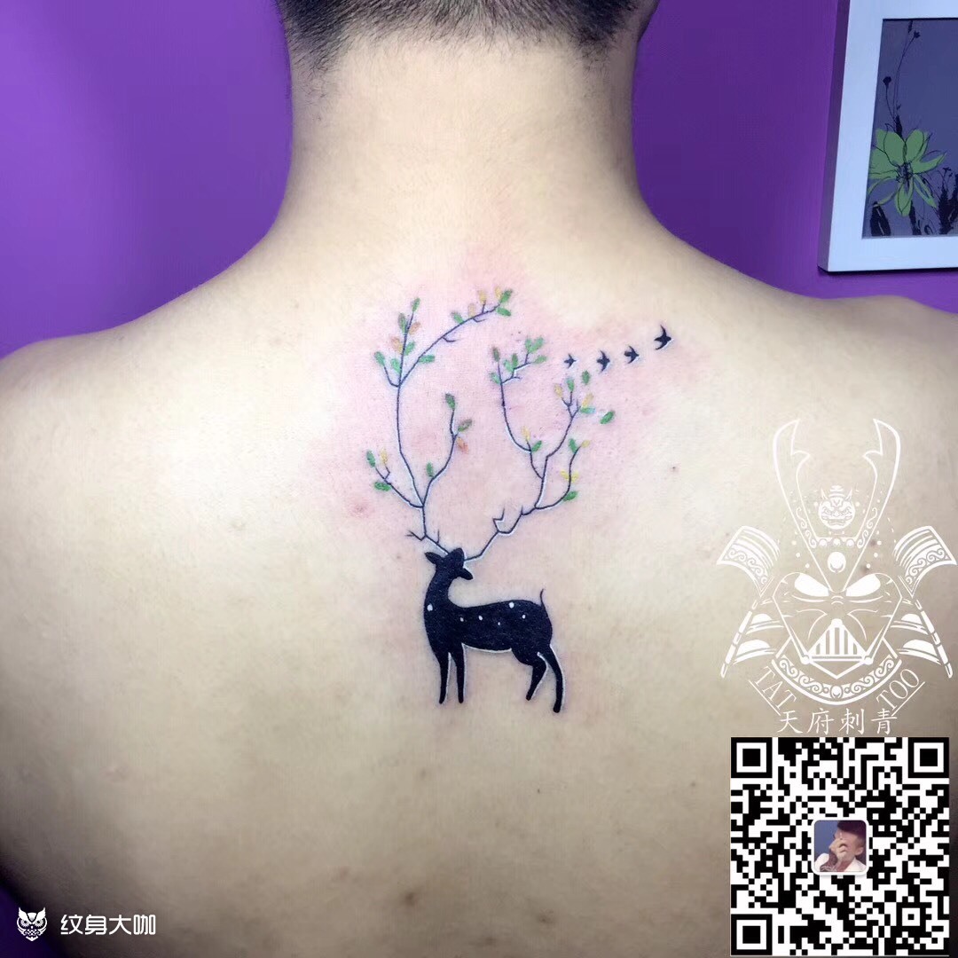 麋鹿_纹身图案手稿图片_爆烟子的纹身作品集