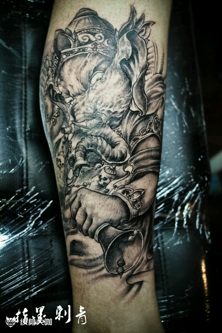 小腿象神_纹身图案手稿图片_夏军的纹身作品集