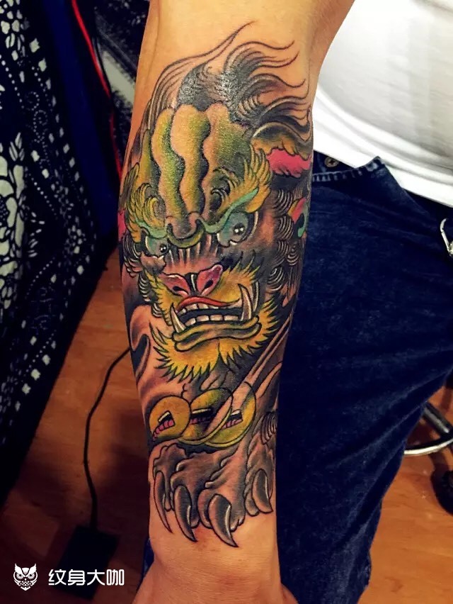 9899小臂福狮_纹身图案手稿图片_龙魂的纹身作品集
