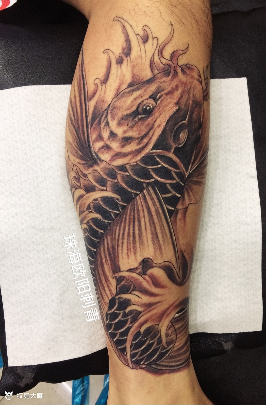 小腿鱼_纹身图案手稿图片_阳丹的纹身作品集