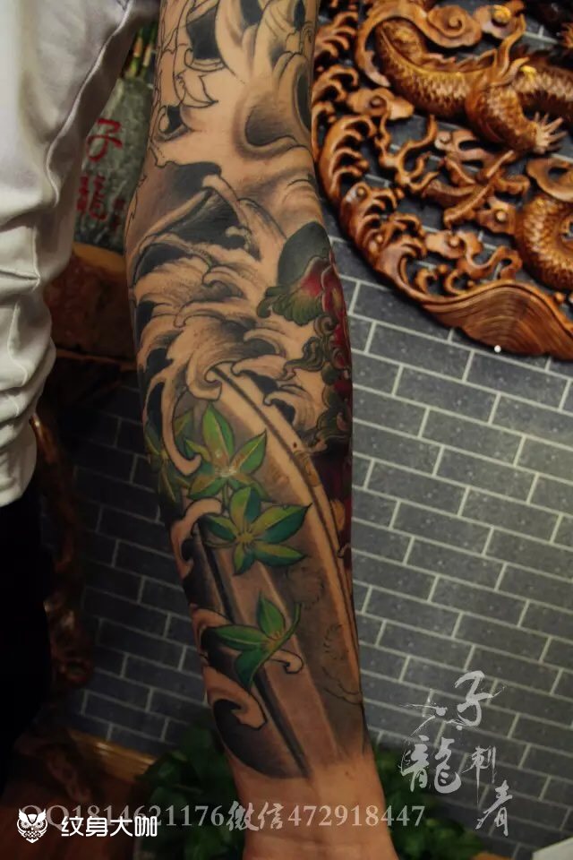 传统作品半甲花臂