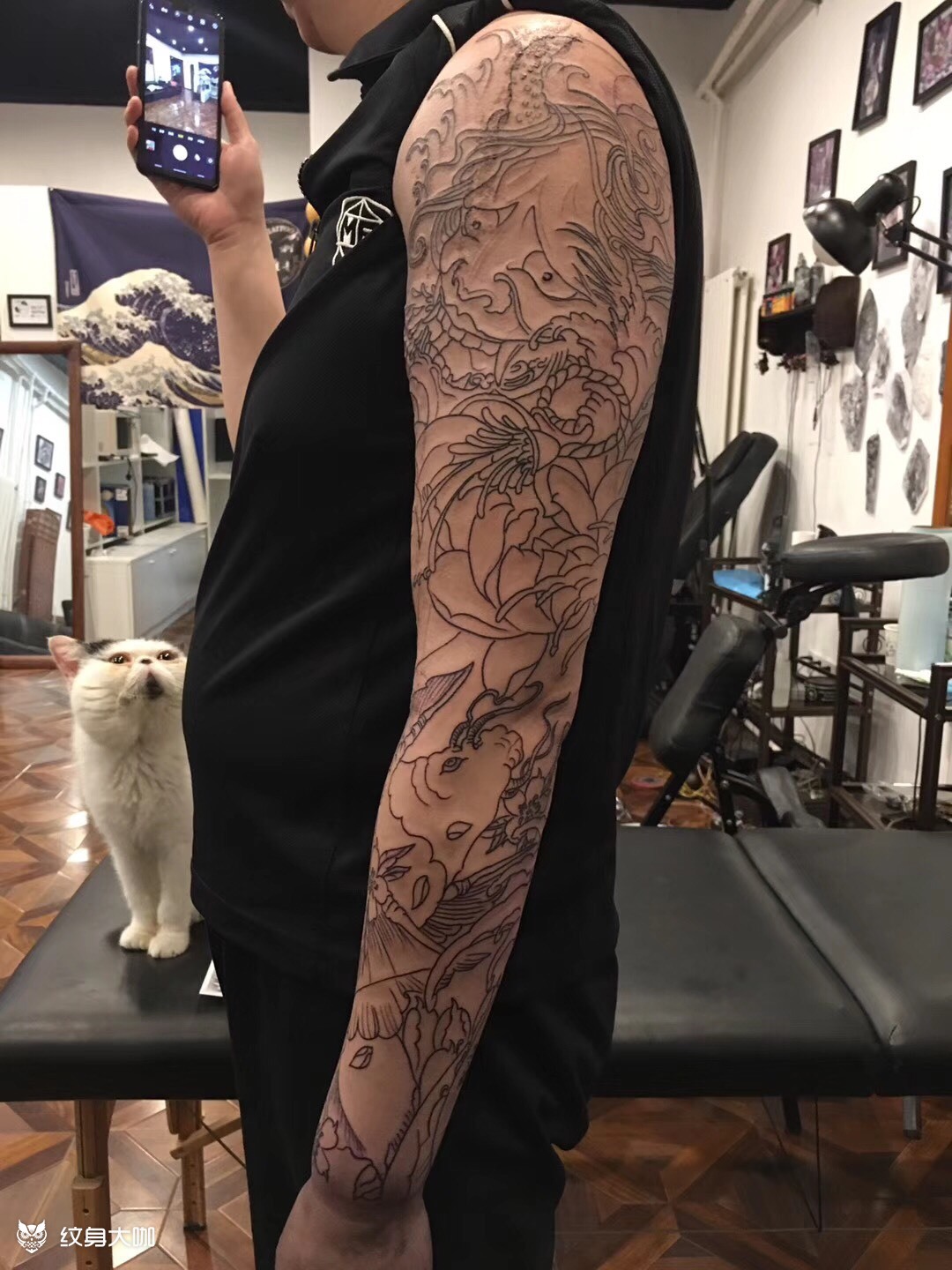 花臂初步线条_纹身图案手稿图片_ 小付的纹身作品集