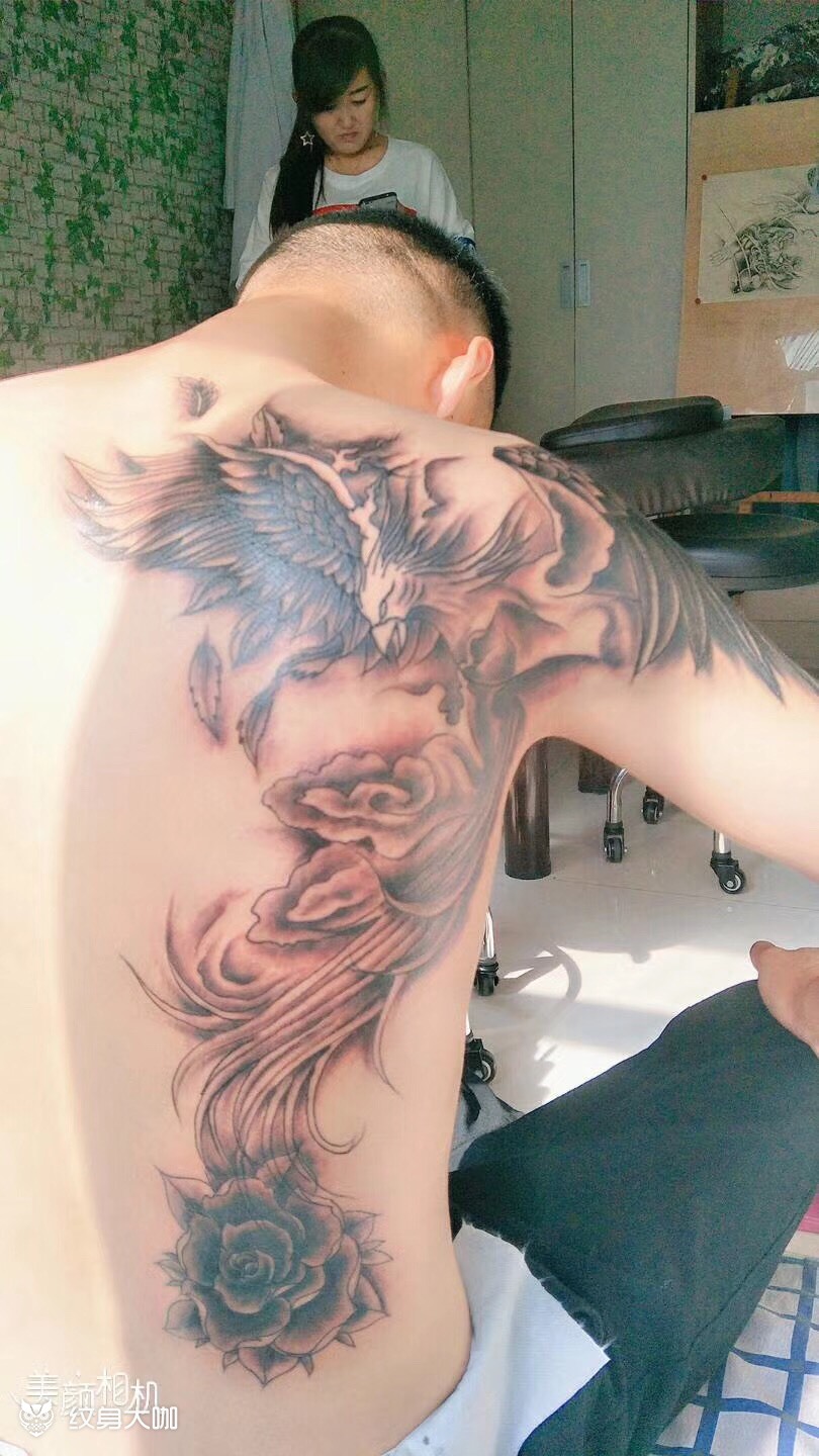 单肩朱雀_纹身图案手稿图片_宝哥的纹身作品集