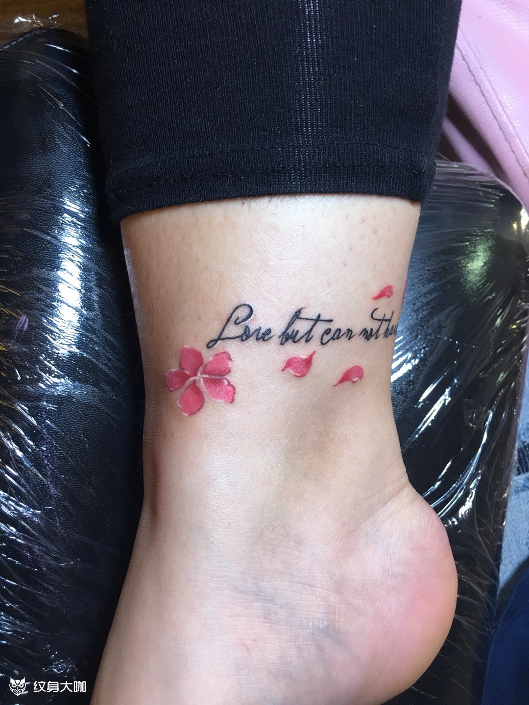 脚踝英文 樱花_纹身图案手稿图片_李特的纹身作品集