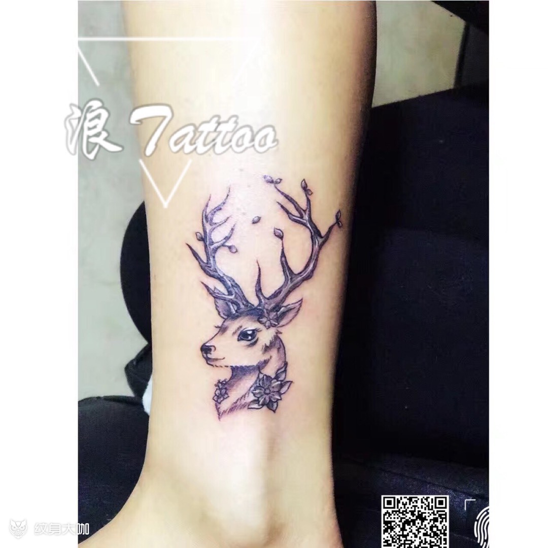 原创鹿头_纹身图案手稿图片_杨浩城的纹身作品集