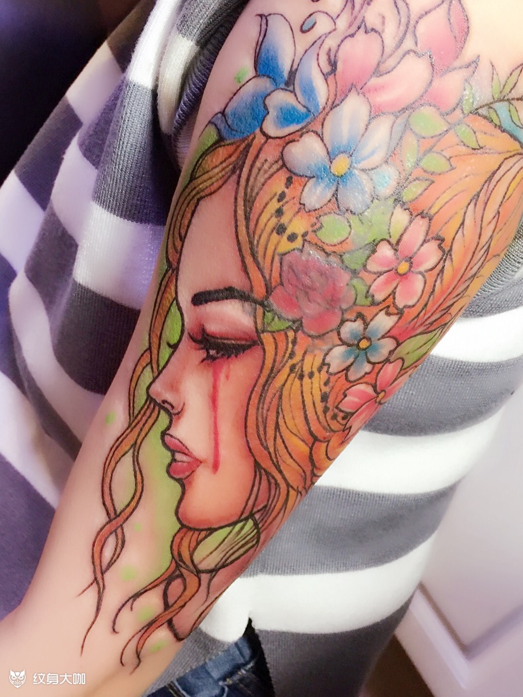 半花臂._纹身图案手稿图片_龙龙的纹身作品集