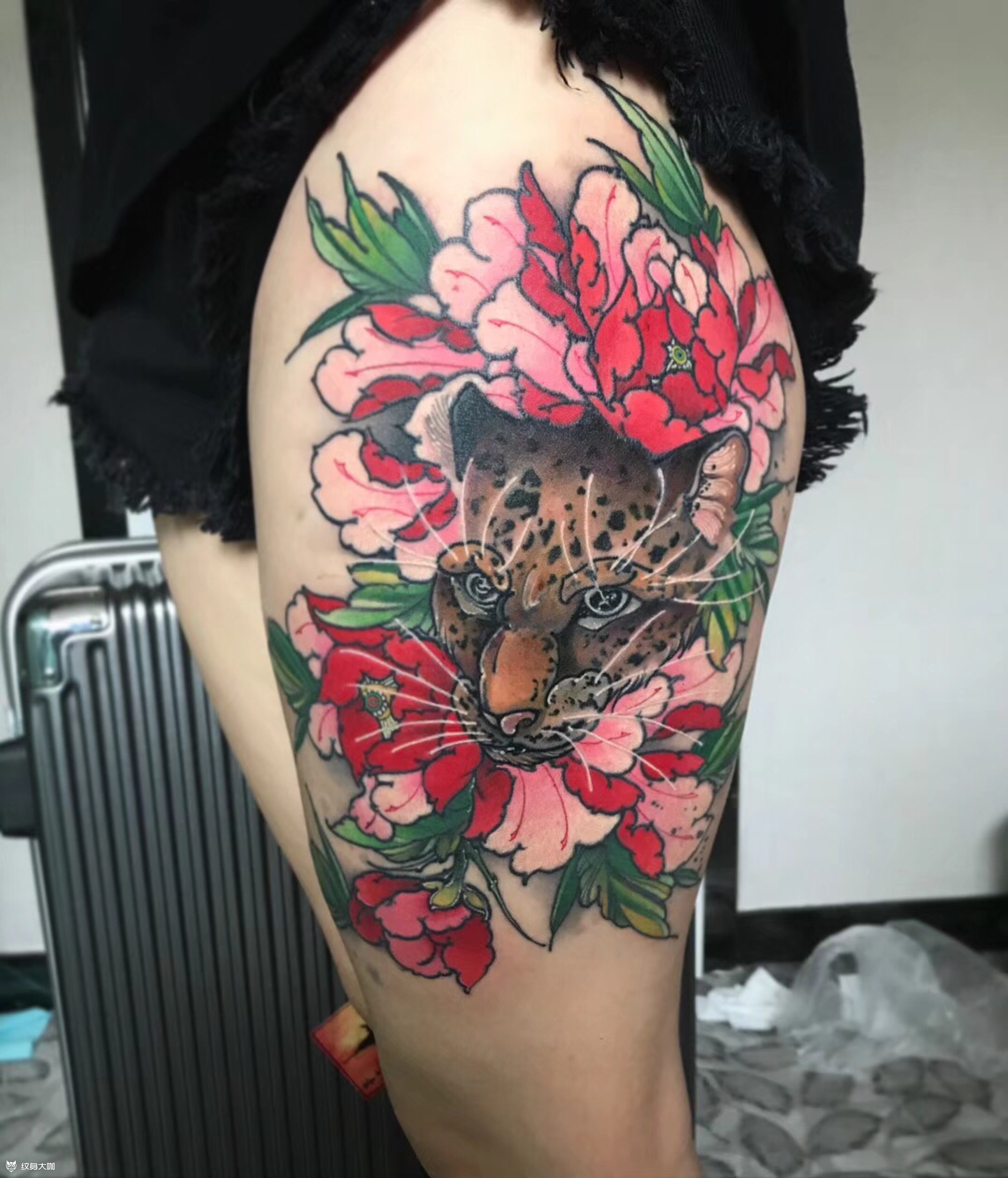 花腿豹子牡丹花