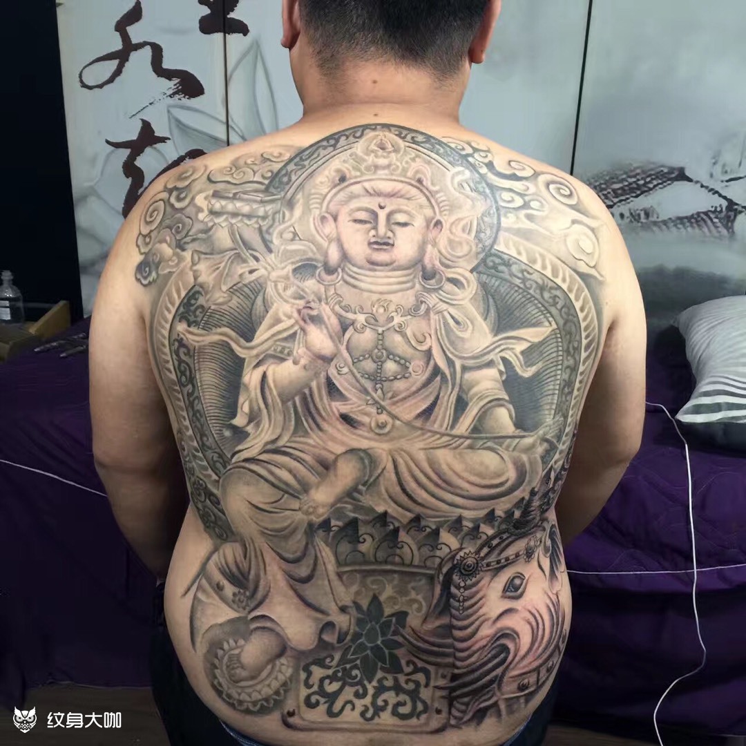 普贤菩萨_纹身图案手稿图片_谢振华的纹身作品集