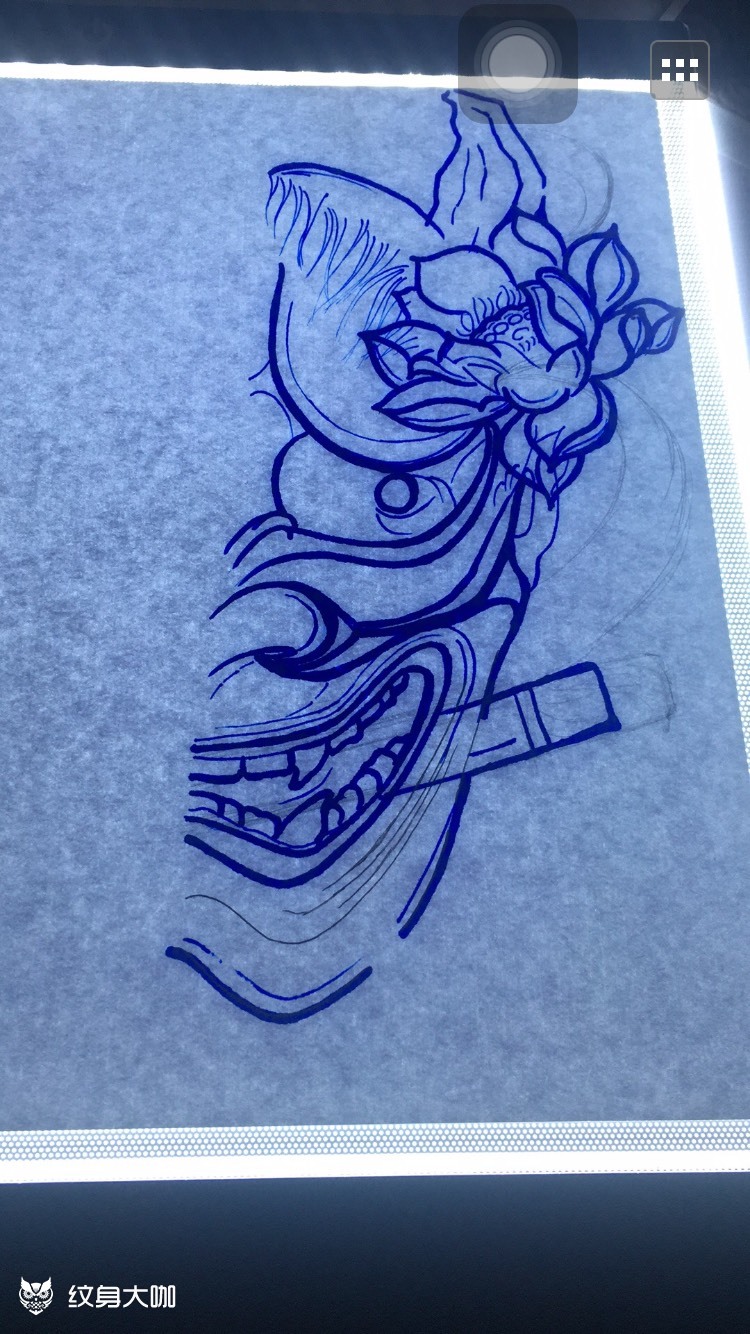 半背般若_纹身图案手稿图片_first-温良的纹身作品集