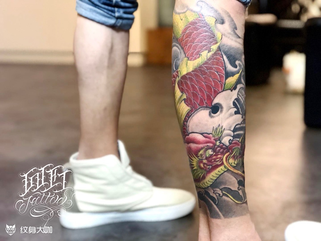 小腿鳌鱼_纹身图案手稿图片_小未的纹身作品集