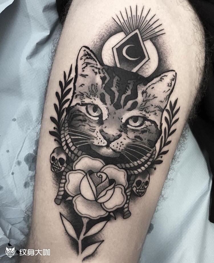 猫咪和花朵 小臂内_纹身图案手稿图片_ikea的纹身作品集