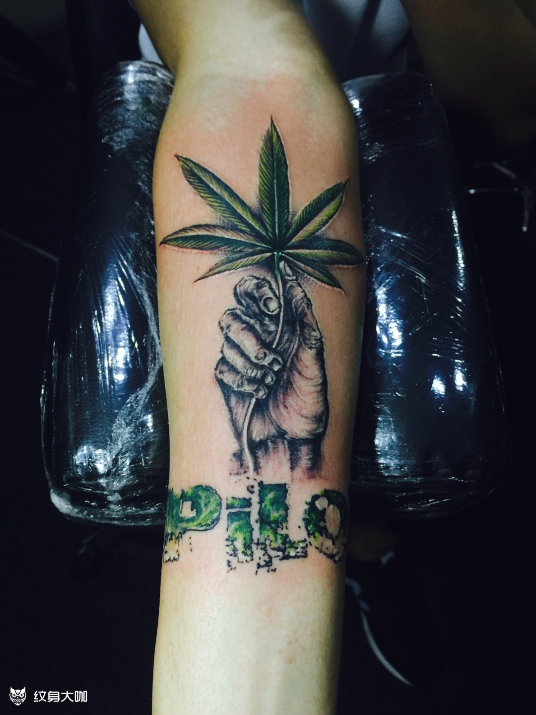 大麻叶_纹身图案手稿图片_李东阳的纹身作品集