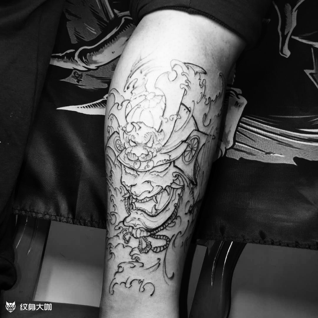 鬼武士线条 下次继续_纹身图案手稿图片_阿俊的纹身作品集