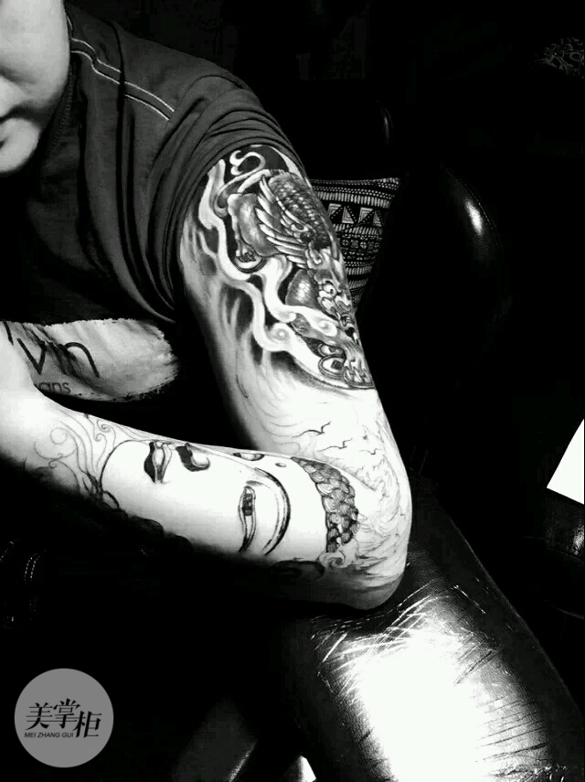 黑白花臂_纹身图案手稿图片_佛魔堂纹身的纹身作品集