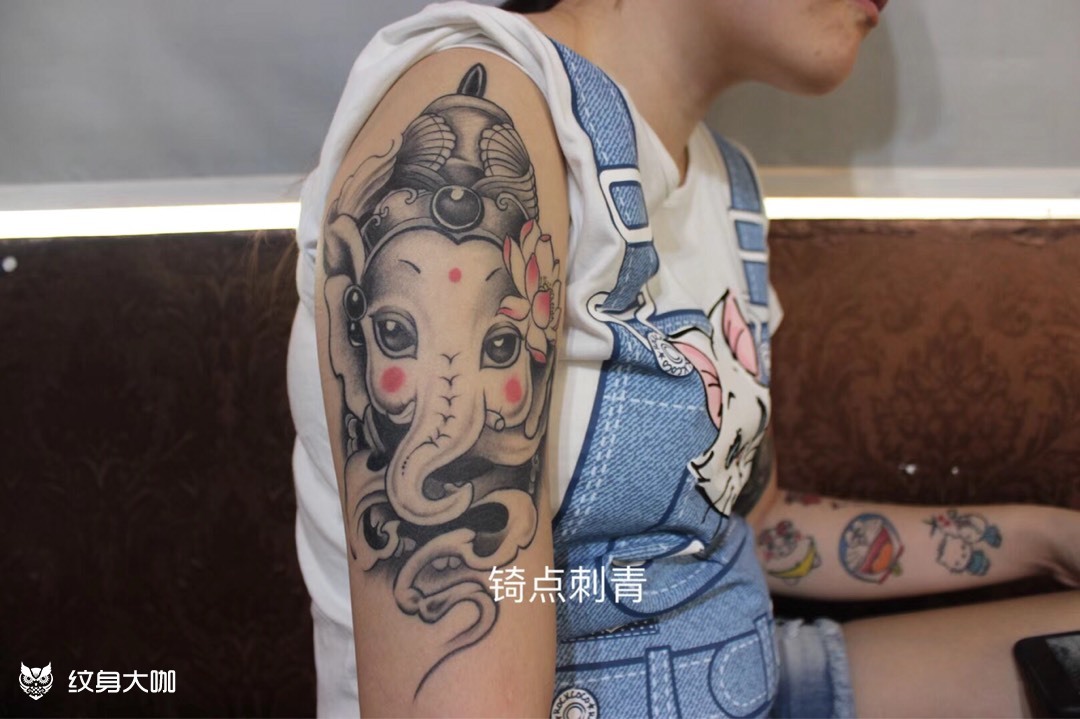 大臂象神恢复后效果_纹身图案手稿图片_蕾蕾的纹身作品集
