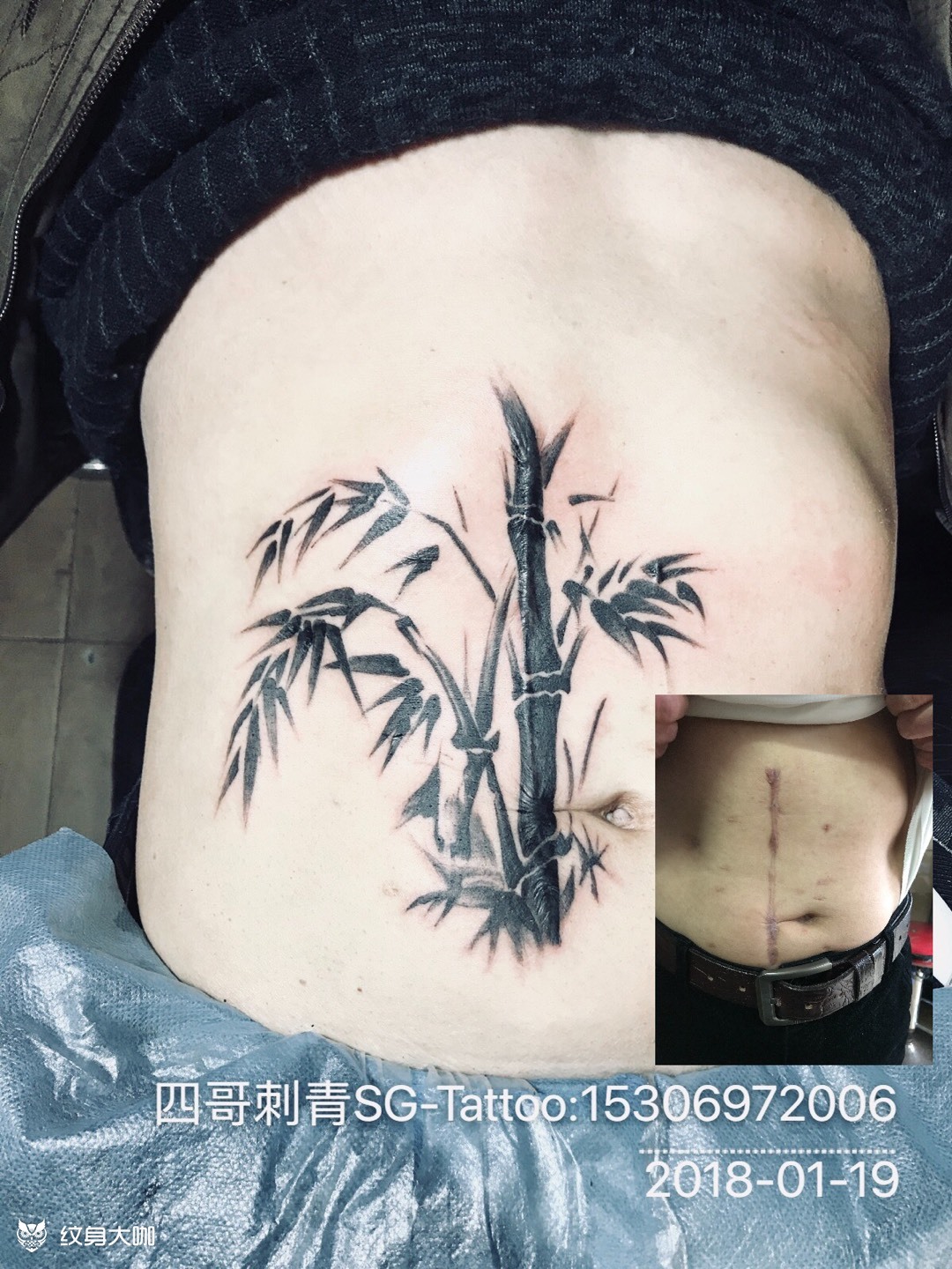 疤痕遮盖 竹子_纹身图案手稿图片_谢享青的纹身作品集