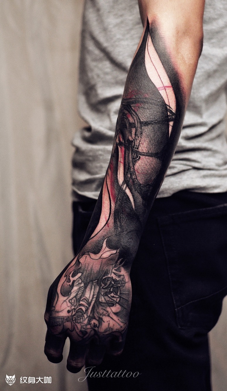 黑臂_纹身图案手稿图片_杨雅玉的纹身作品集