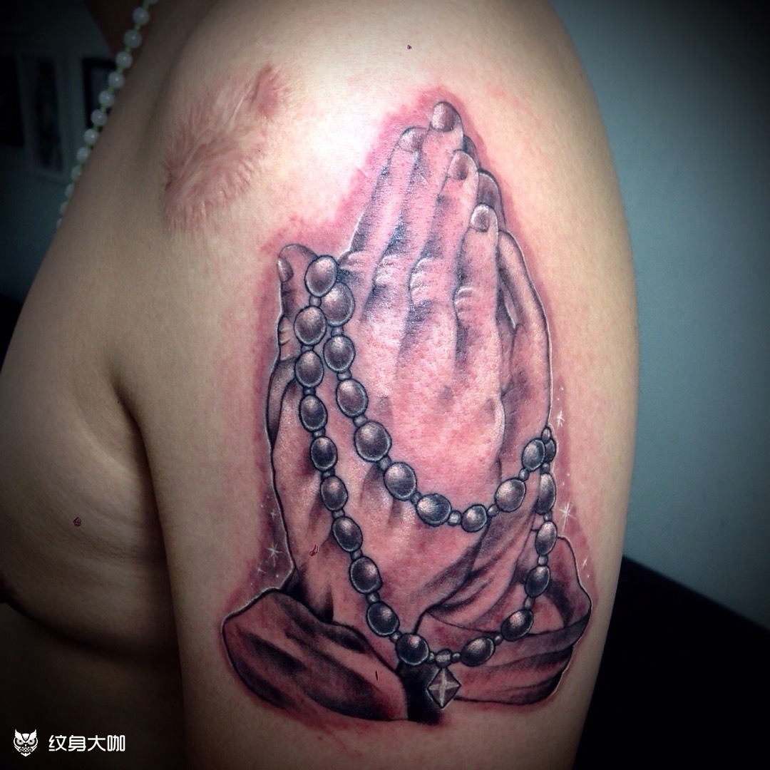 保佑之手_纹身图案手稿图片_罗伟峰的纹身作品集