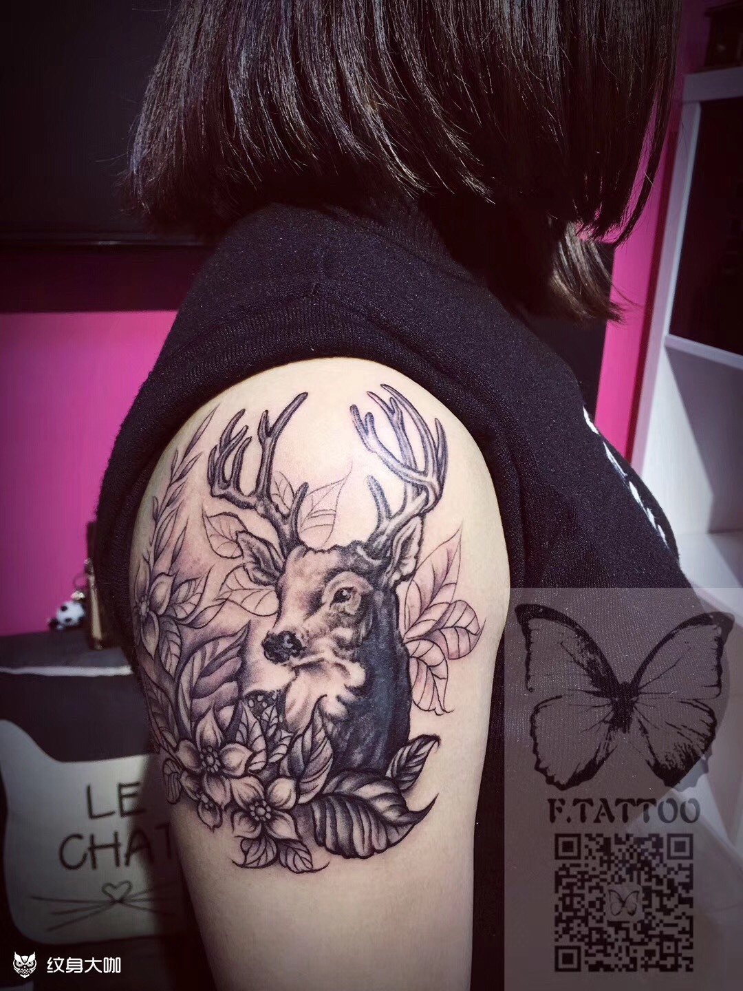 鹿.遮盖_纹身图案手稿图片_许有飞的纹身作品集