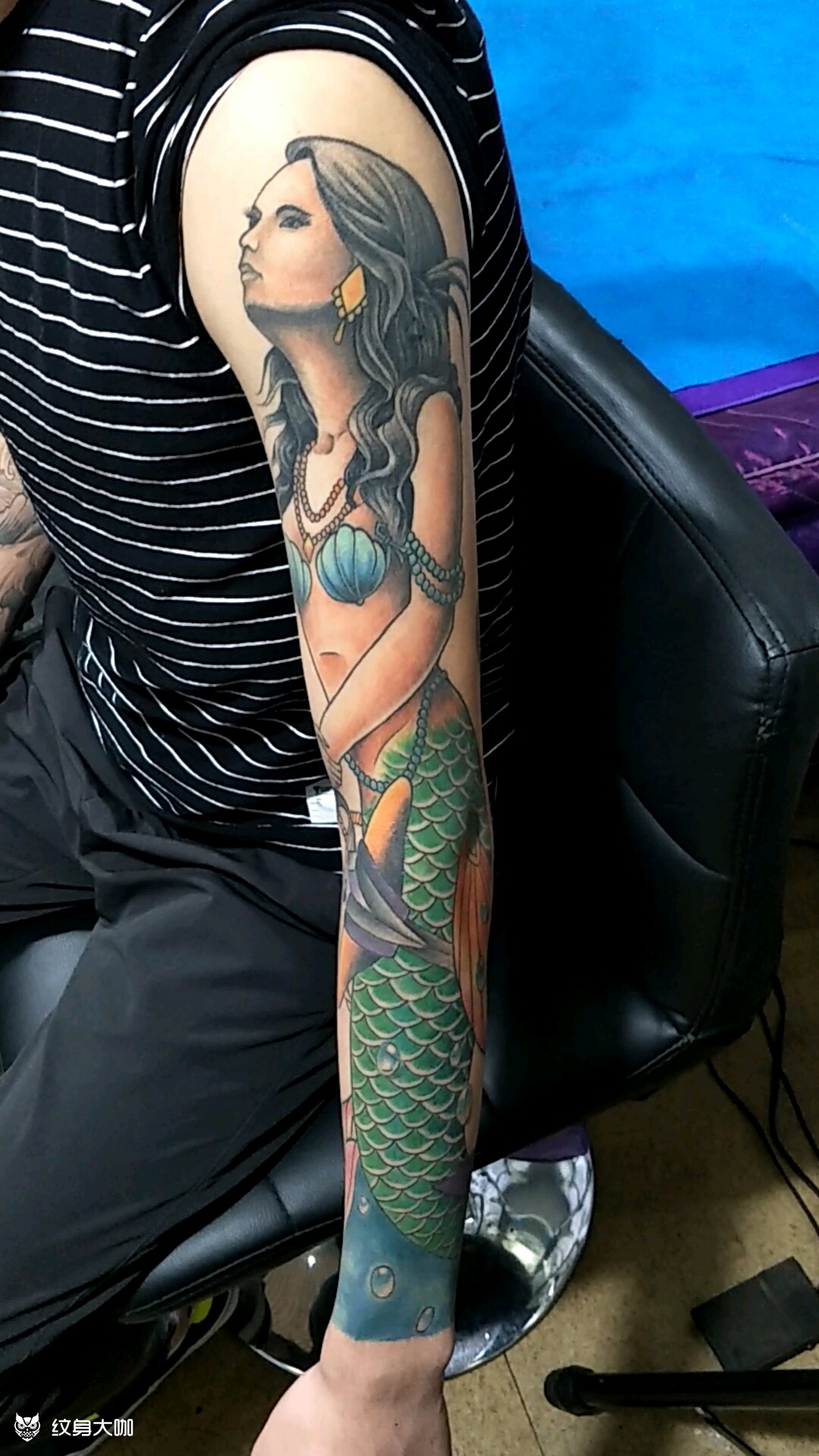 花臂美人鱼_纹身图案手稿图片_王峰的纹身作品集