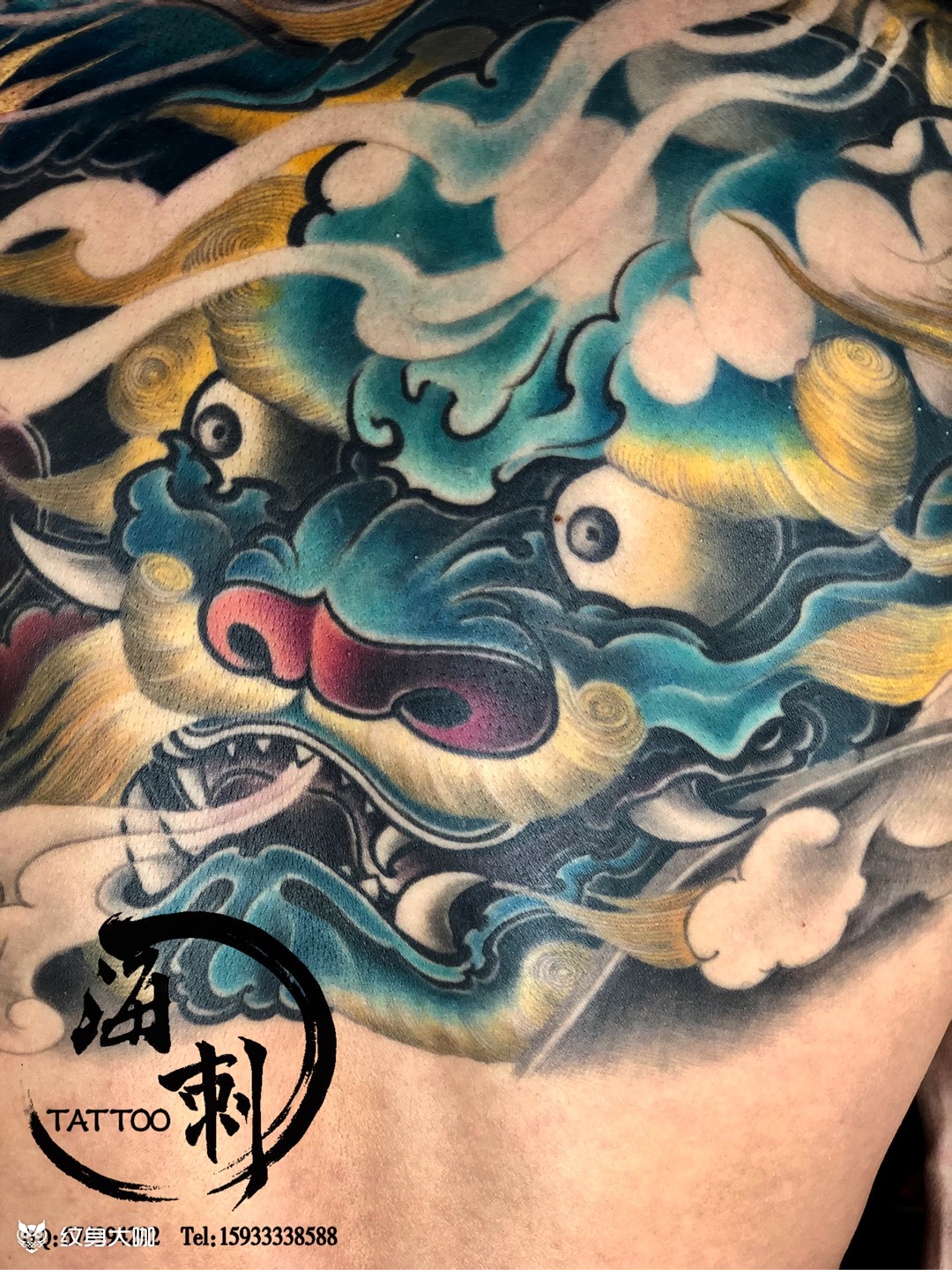 彩色唐狮子_纹身图案手稿图片_王海的纹身作品集