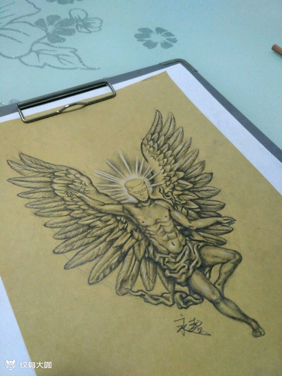 米迦勒_纹身图案手稿图片_李永超的纹身作品集