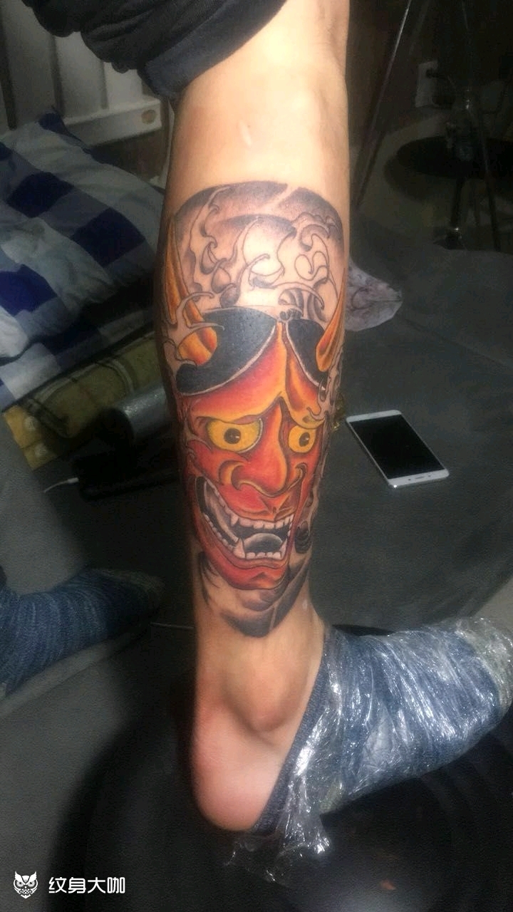 小腿般若_纹身图案手稿图片_小尚的纹身作品集