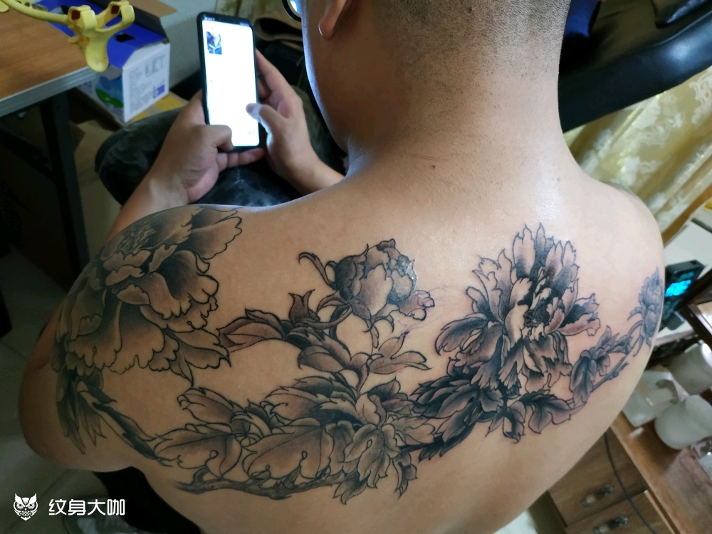 牡丹_纹身图案手稿图片_邹浪的纹身作品集