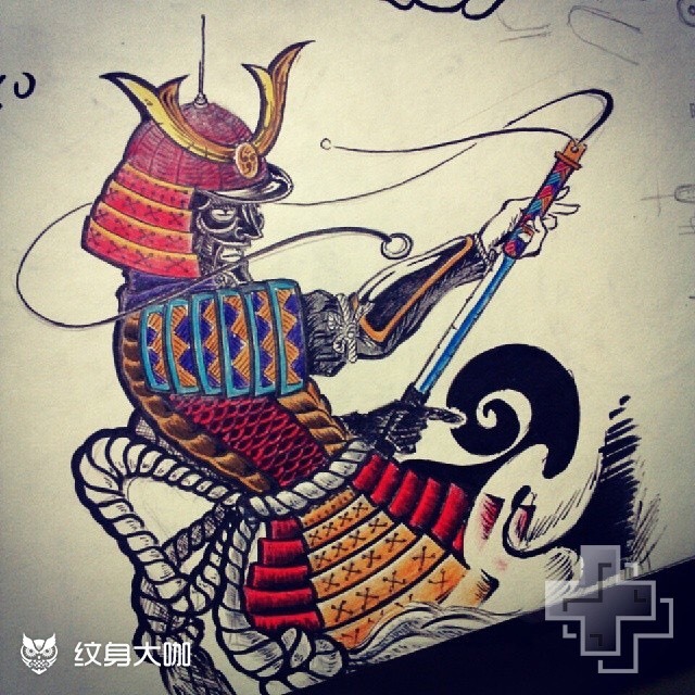 日本武士_纹身图案手稿图片_孙77的纹身作品集