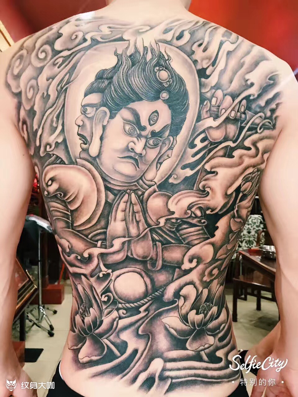 虚空藏菩萨_纹身图案手稿图片_丰亚伟的纹身作品集