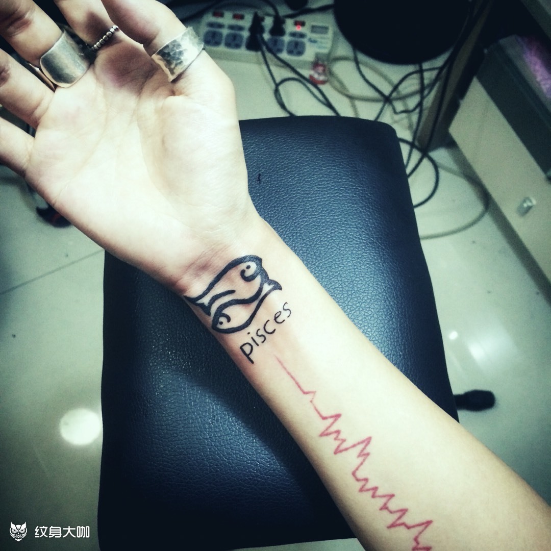 双鱼座_纹身图案手稿图片_一休哥的纹身作品集