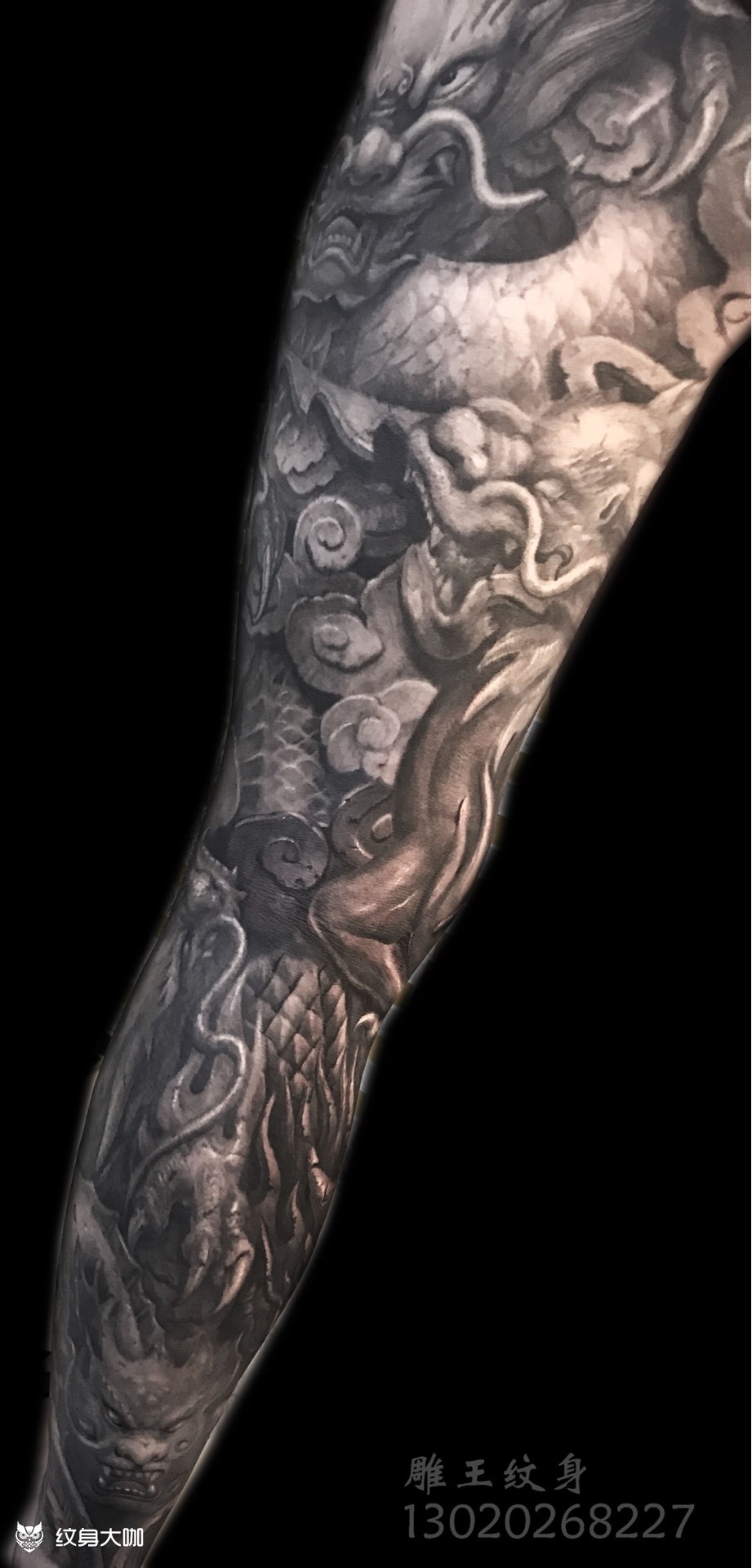 《九龙柱》2年前的石雕作品,还_纹身吧社区 - 纹身大咖