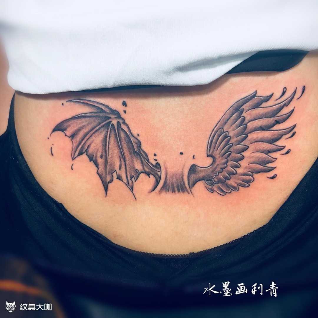 天使与恶魔_纹身图案手稿图片_程文汉的纹身作品集