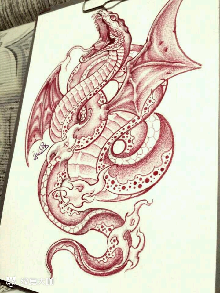 私人订制,原创一条蛇,无背景_纹身图案手稿图片_李永超的纹身作品集