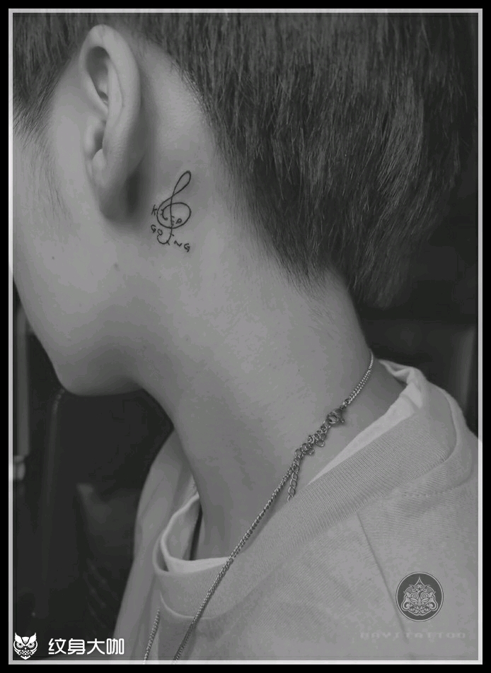 耳后音乐符号_纹身图案手稿图片_巴依的纹身作品集