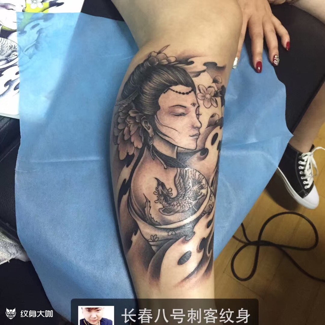 小腿艺妓_纹身图案手稿图片_八号刺客的纹身作品集