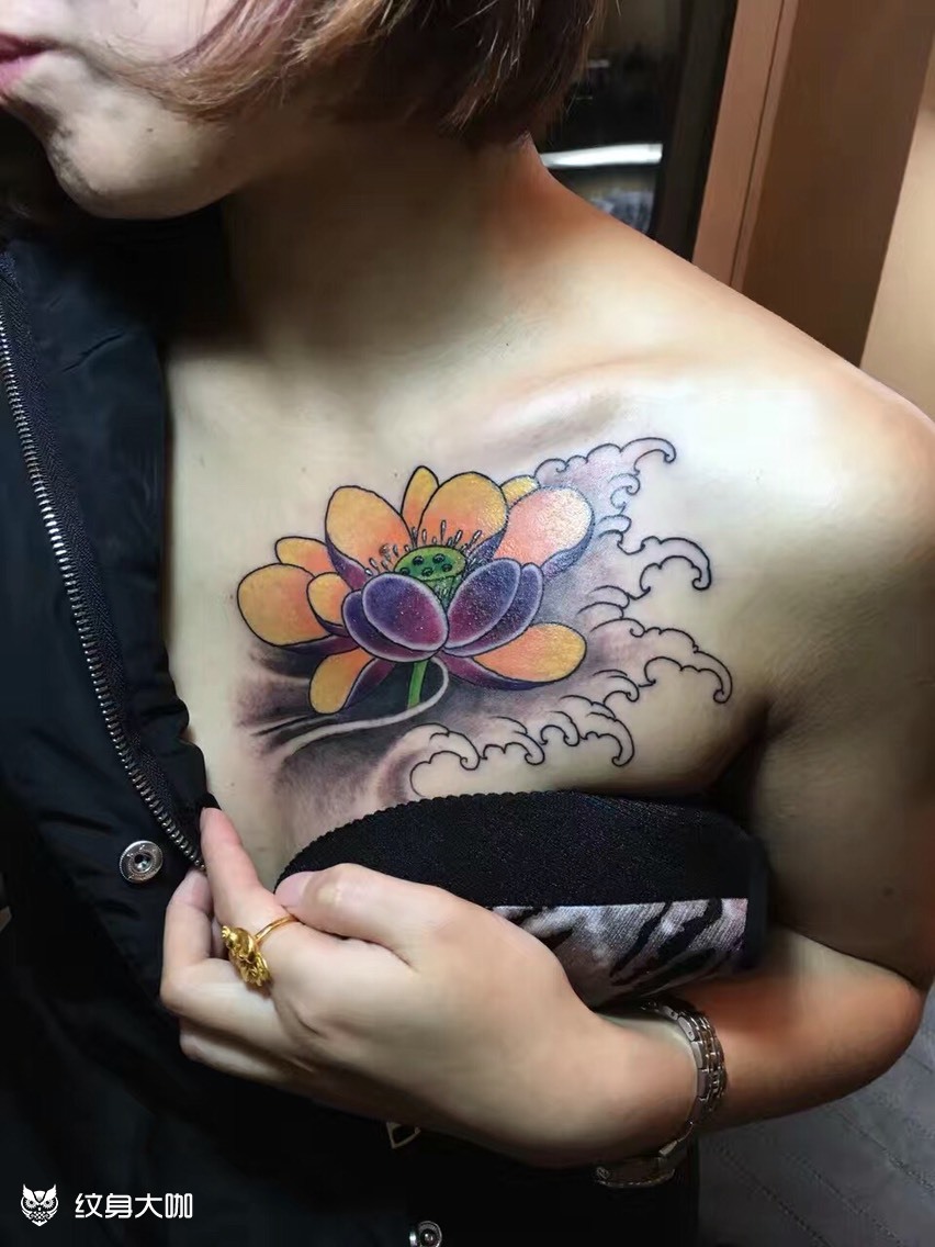 荷花_纹身图案手稿图片_隔壁老王的纹身作品集