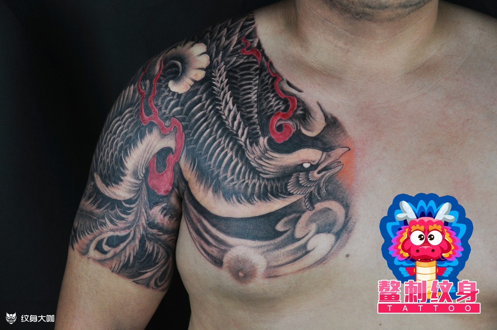 凤凰半甲_纹身图案手稿图片_马小天的纹身作品集