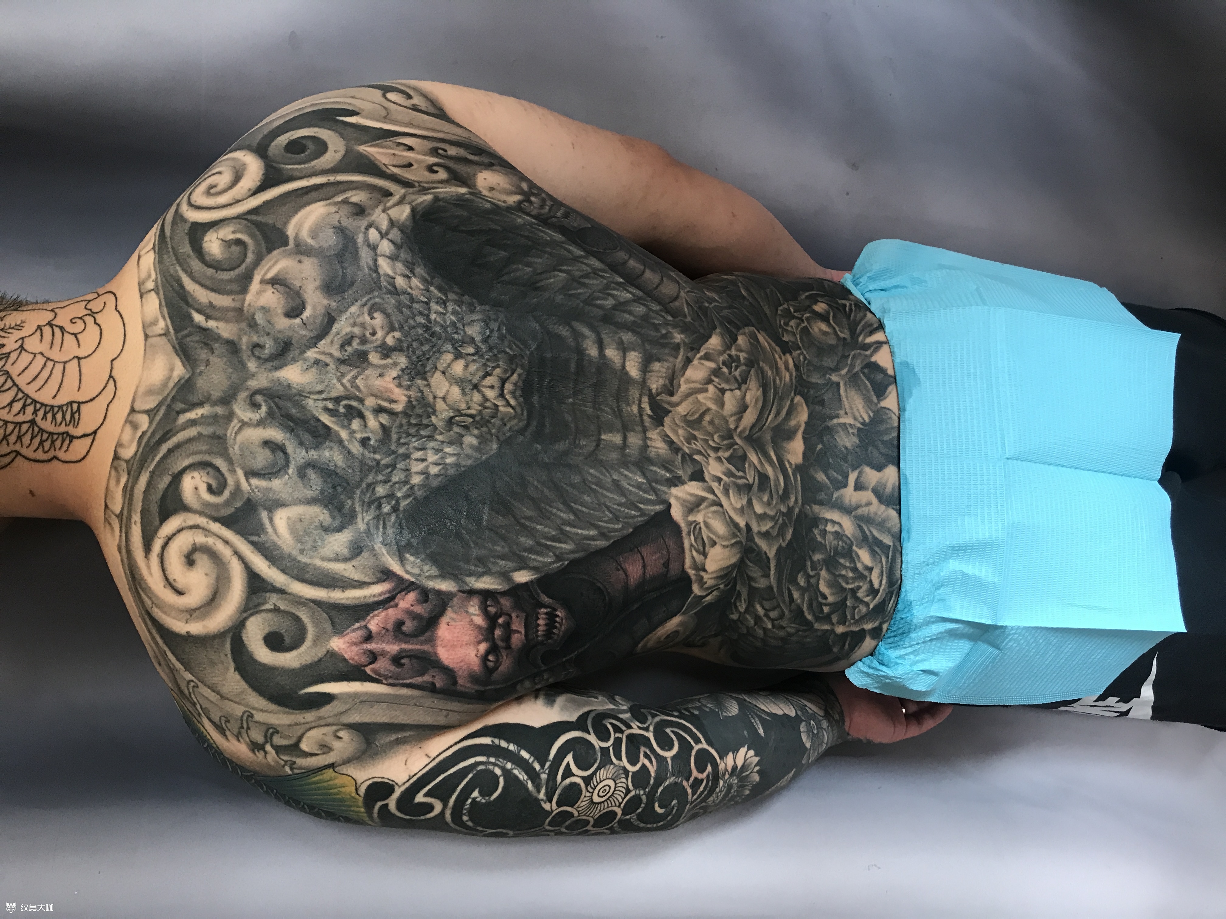 石雕满背_纹身图案手稿图片_南朝的纹身作品集