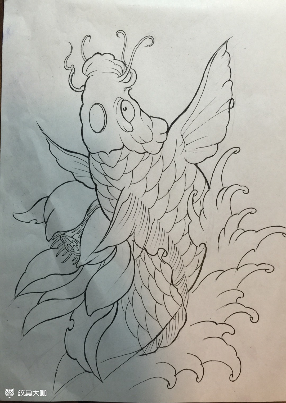新鲜出炉的小鲤鱼_纹身图案手稿图片_鬼斧神工纹艺的纹身作品集