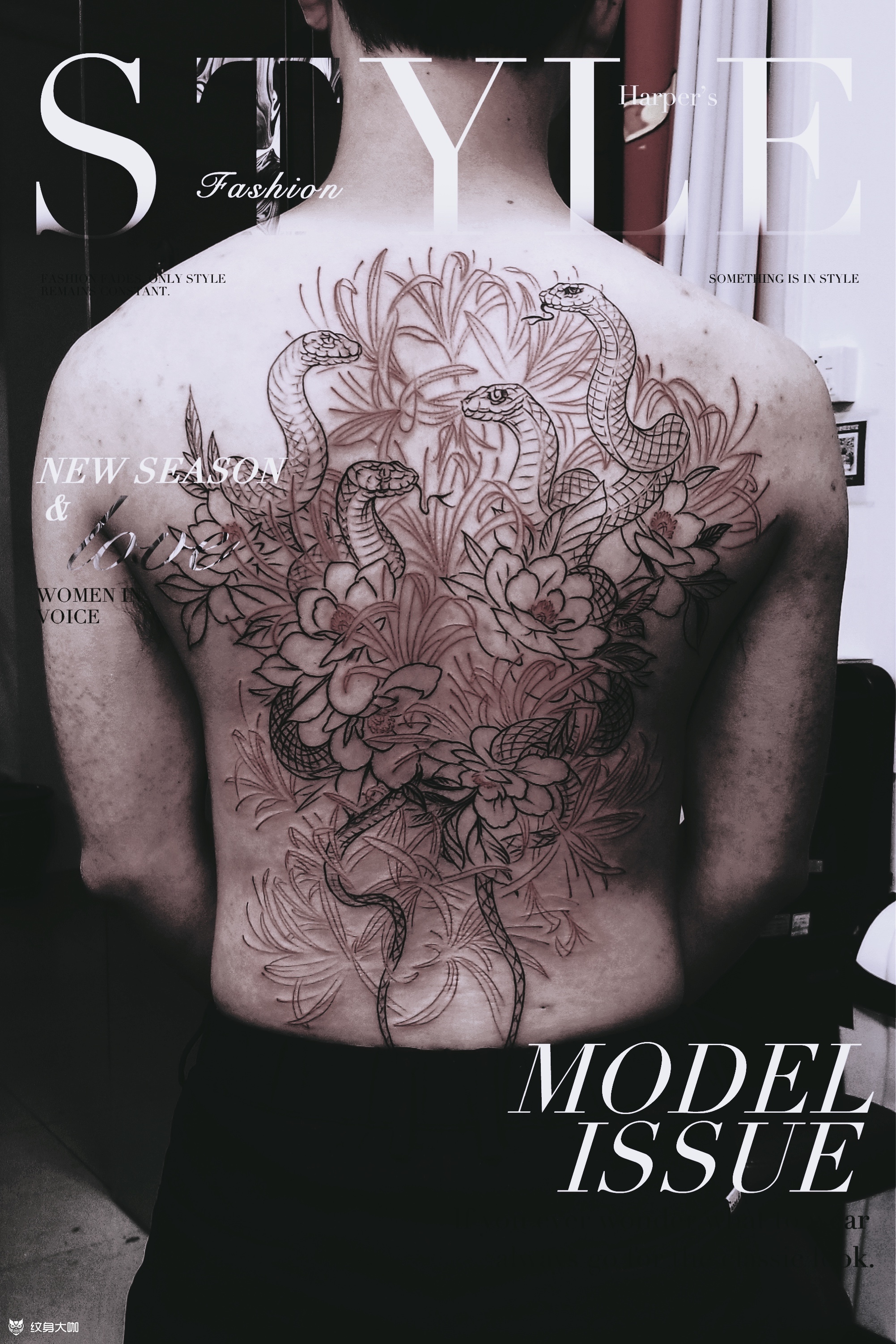 蛇 彼岸花_纹身图案手稿图片_小剑的纹身作品集