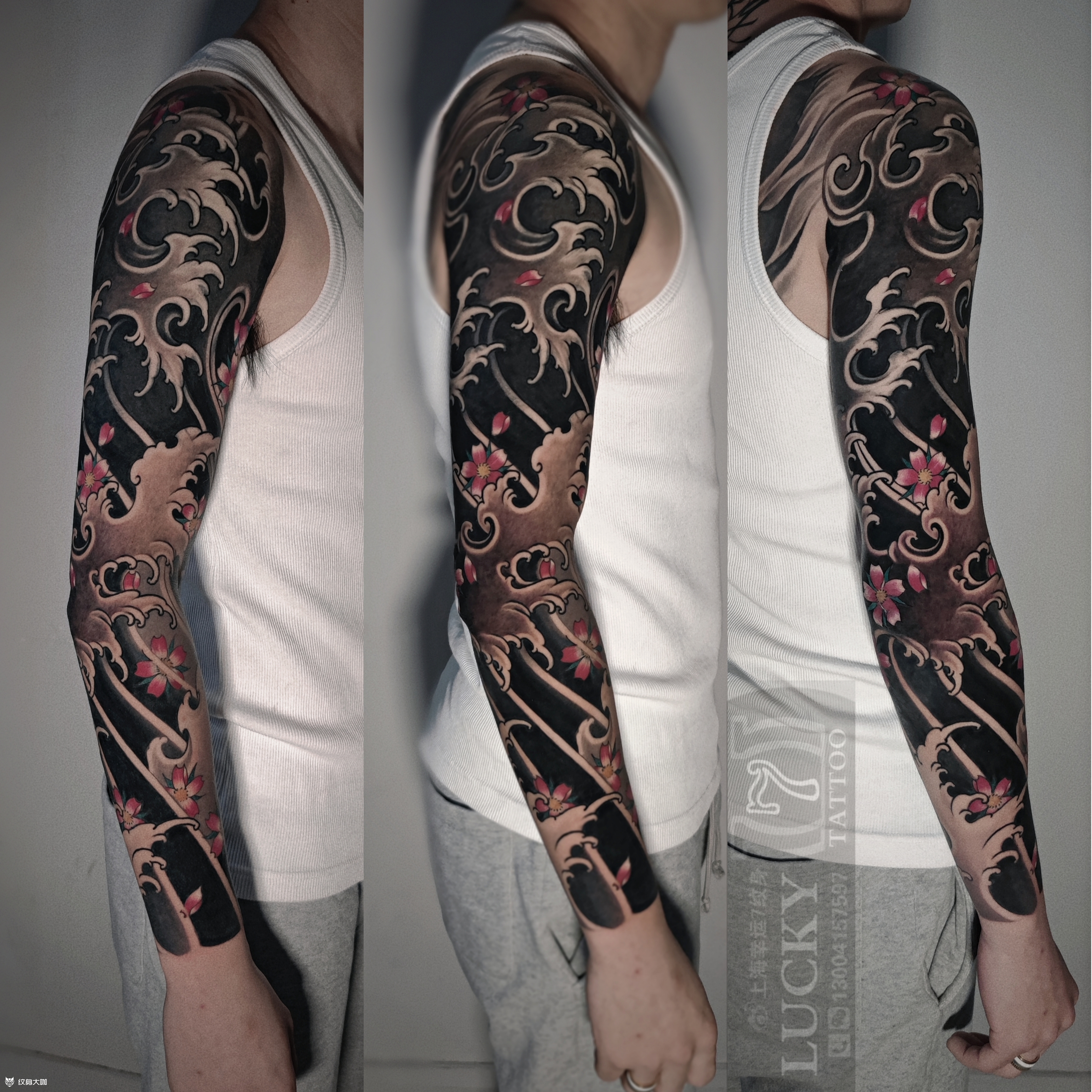 修改老传统花臂幸运7纹身