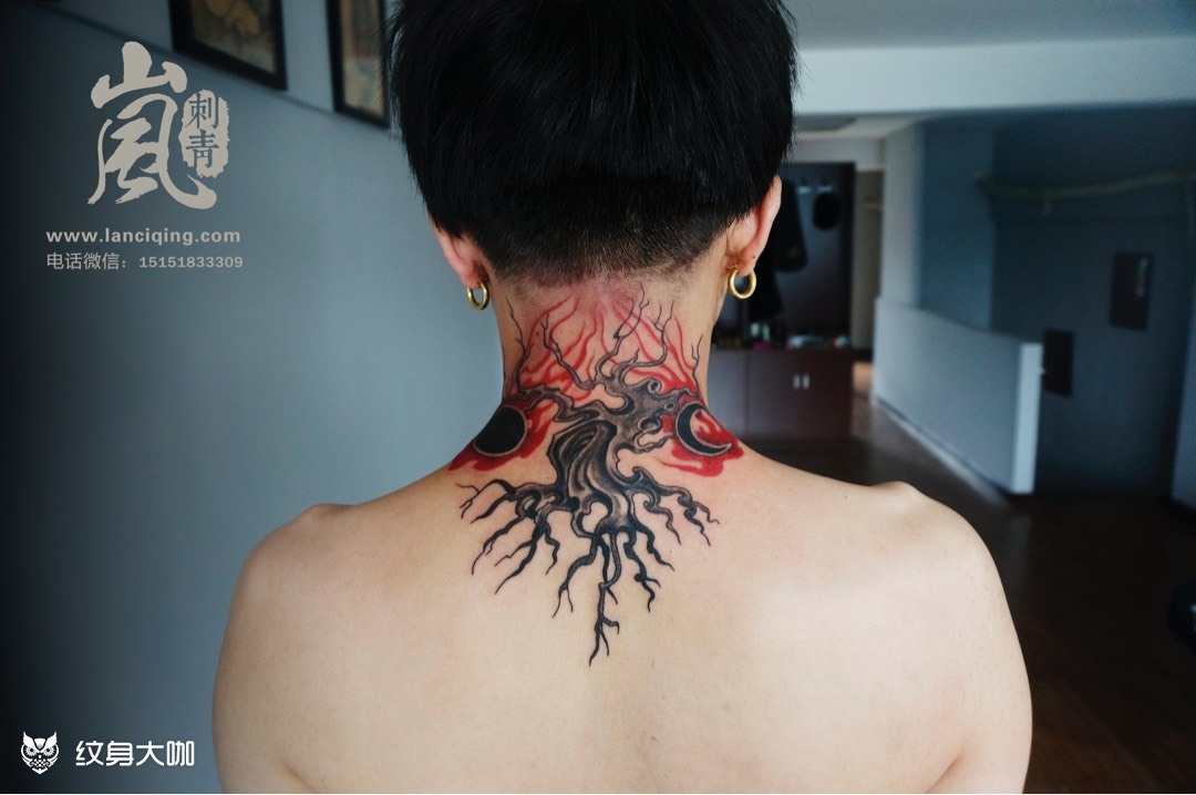 脖子_纹身图案手稿图片_喜仔的纹身作品集