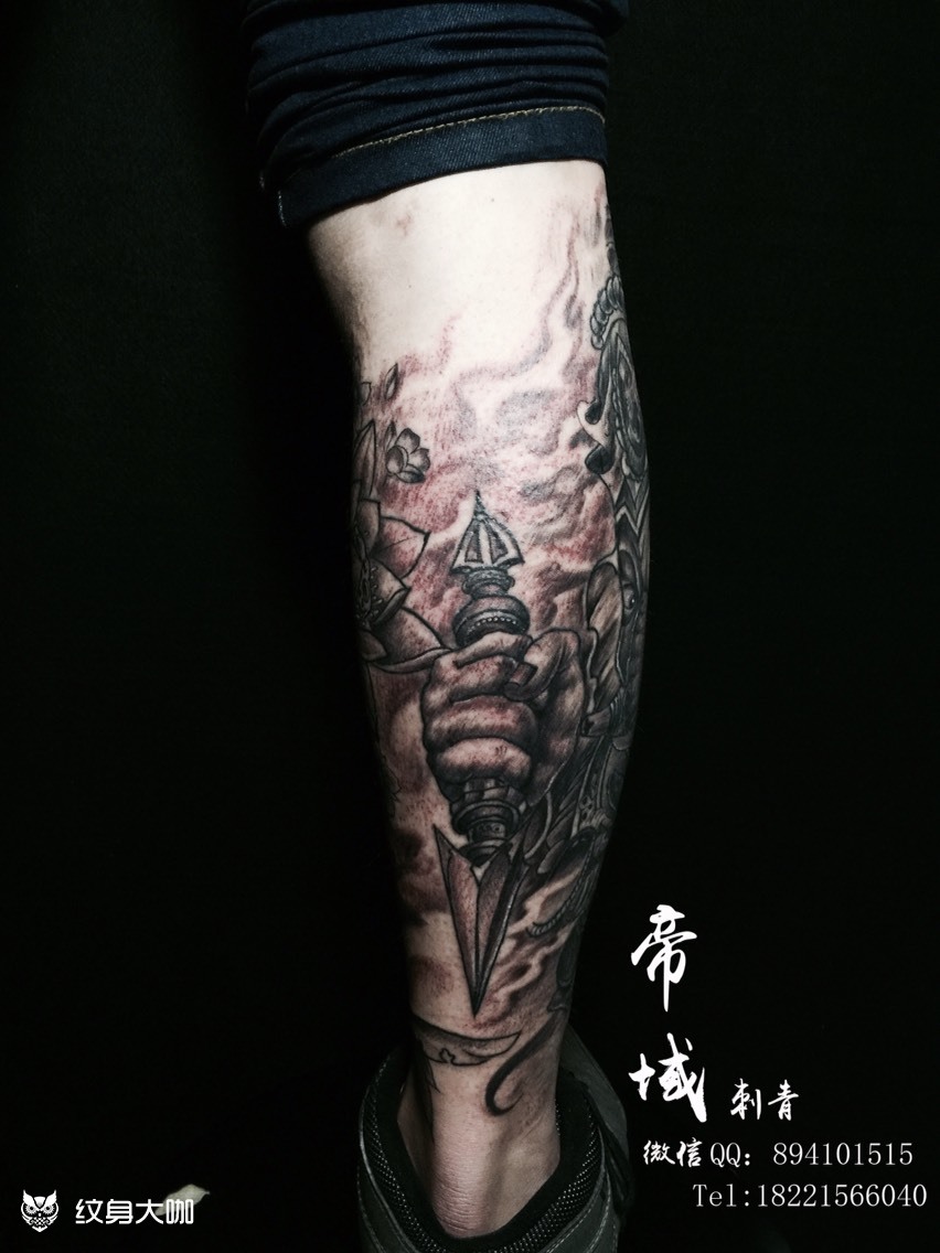象神包小腿_纹身图案手稿图片_陆标的纹身作品集