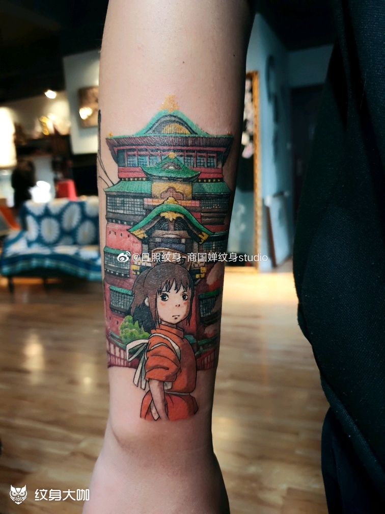 宫崎骏题材花臂,第一部分千寻_纹身图案手稿图片_日照-商国婵的纹身