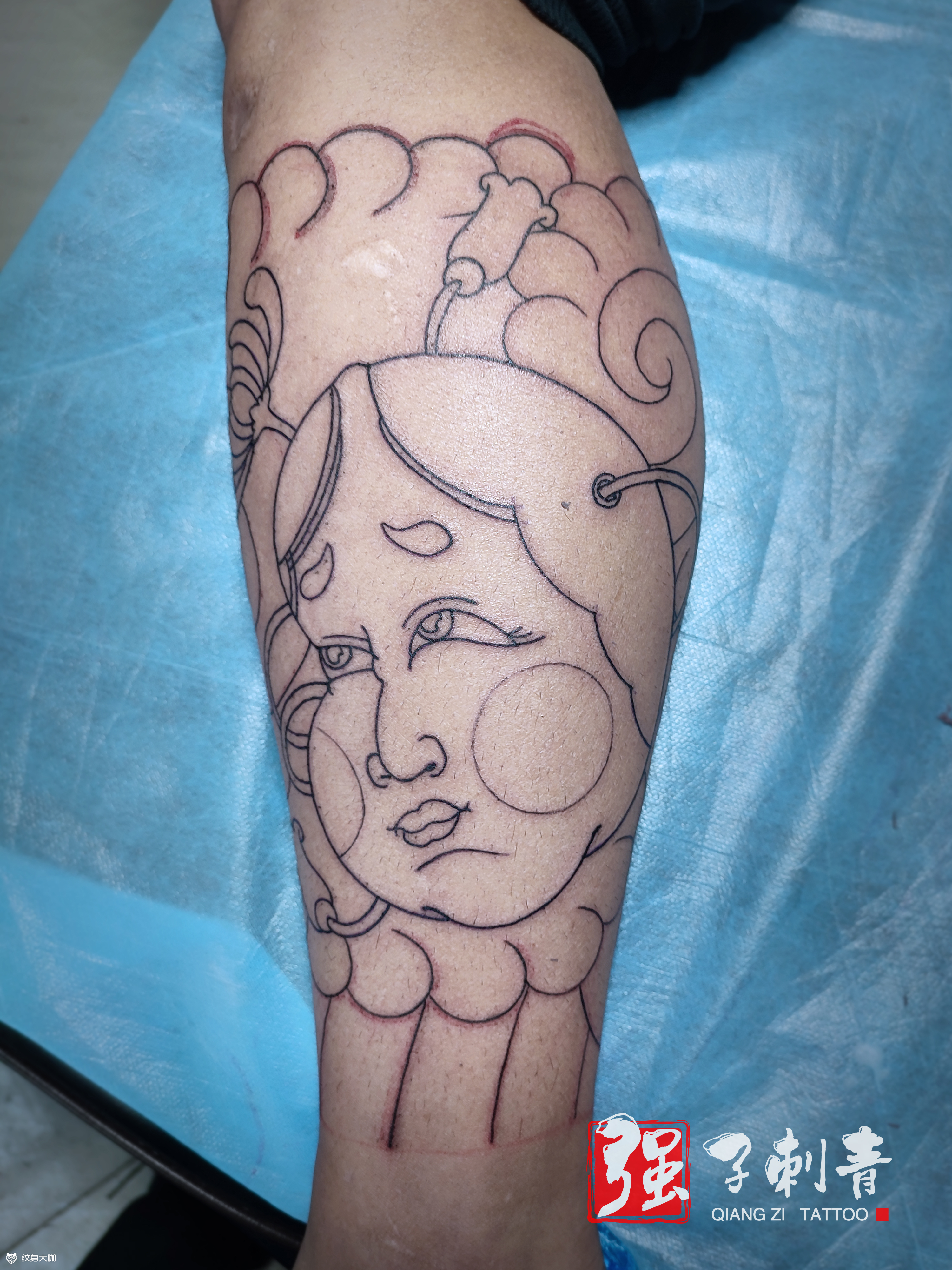 阿多福菊花包小腿_纹身吧社区 - 纹身大咖